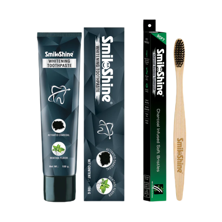 Teeth Whitening Toothpaste & Charcoal Bamboo Toothbrush | SMILOSHINE ...