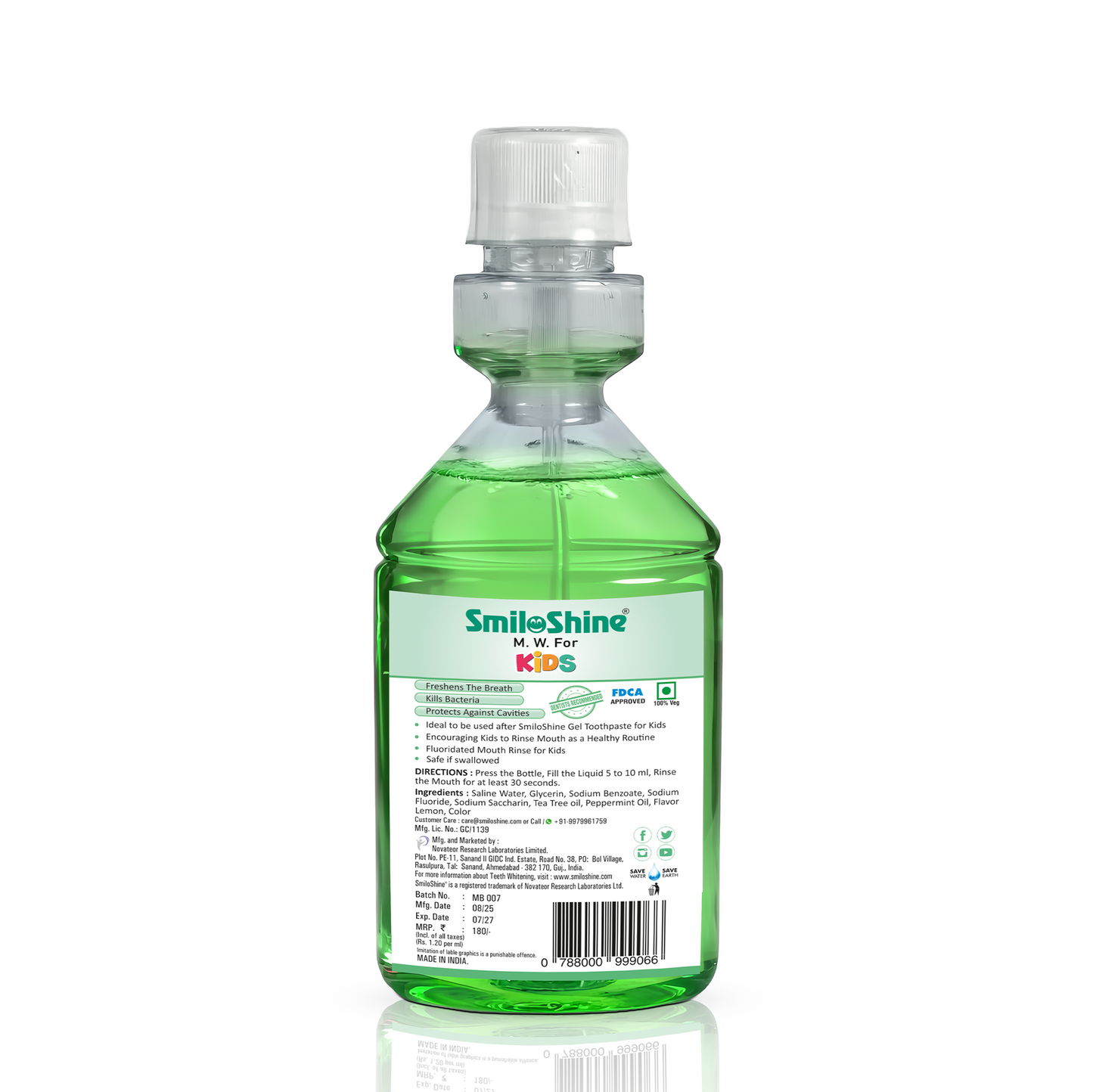 SmiloShine Kids Mouthwash Lemon Lime Back 